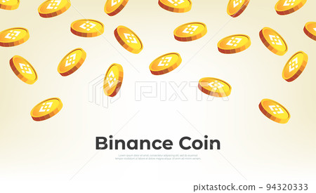 Gold Binance coins falling from the sky. BNB cryptocurrency concept banner background. Gold Binance coins falling from the sky. BNB cryptocurrency concept banner background. 94320333