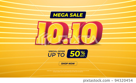 10.10 Shopping day Poster or banner. 10.10 Mega sale banner template design for social media and website. 94320454