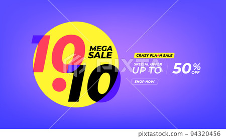 10.10 Shopping day Poster or banner. 10.10 Mega sale banner template design for social media and website. 94320456