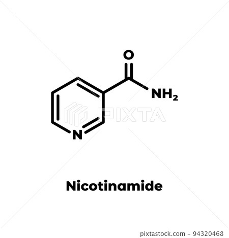 Nicotinamide drug and vitamin molecule. Skeletal formula on white background. 94320468
