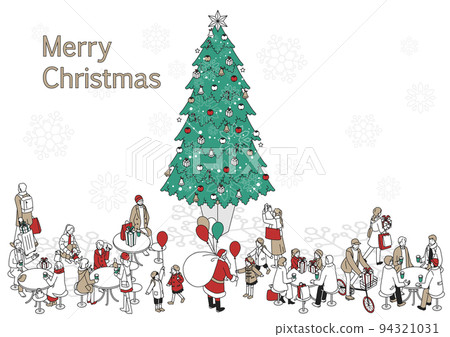 Christmas image (Christmas tree and people) Christmas image (Christmas tree and people) 94321031