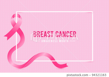 Breast cancer awareness month background design with realistic pink silk ribbon 94321163