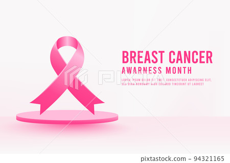 Breast cancer awareness month background design with realistic pink silk ribbon 94321165