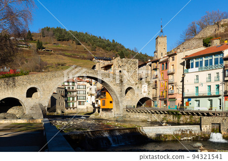 View of medieval Spain town of Camprodon View of medieval Spain town of Camprodon 94321541