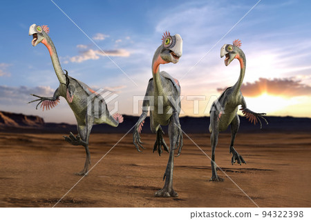 Three gigantoraptors looking for food Three gigantoraptors looking for food 94322398