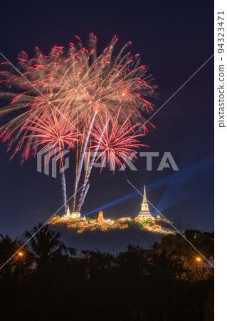 Beautiful Khao Wang Fireworks, Phetchaburi Province Thailand. 94323471