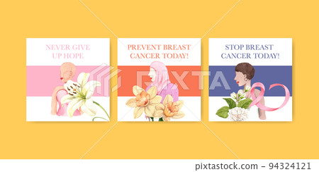 Banner template with breast cancer concept,watercolor style Banner template with breast cancer concept,watercolor style 94324121