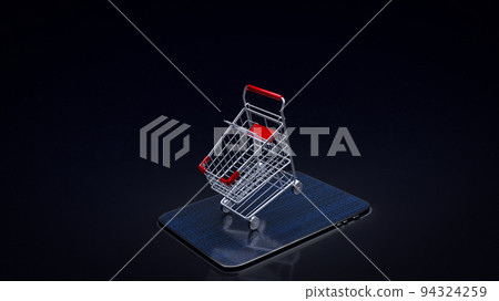 The shopping cart on tablet for e commerces business 3d rendering The shopping cart on tablet for e commerces business 3d rendering 94324259