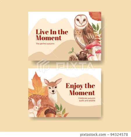 Facebook template with autumn outfit woodland life concept,watercolor style 94324578