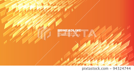 明亮橙色方塊與多邊形碎片商務科技感背景 94324744