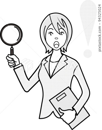 拿著放大鏡的女商人 94325024