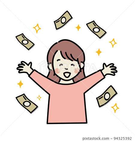 Woman happy with banzai Money Woman happy with banzai Money 94325392