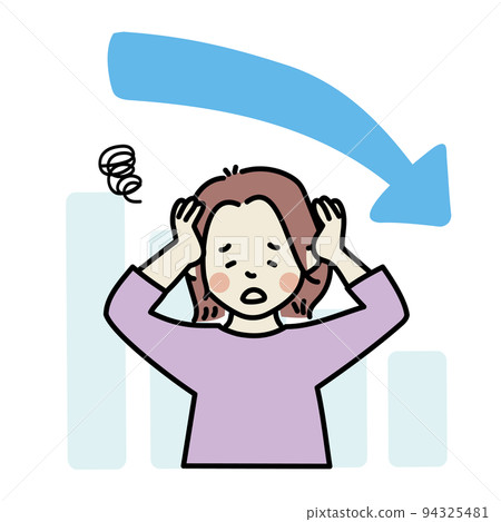 圖表走下女人抱著她的頭 圖表走下女人抱著她的頭 94325481