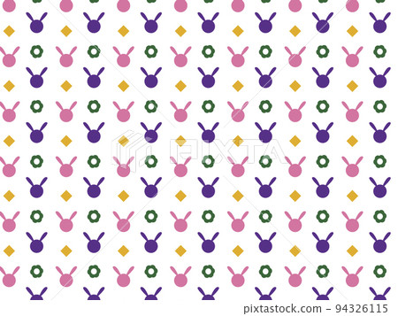 可用於兔年新年賀卡的彩色兔子圖案會標背景 94326115