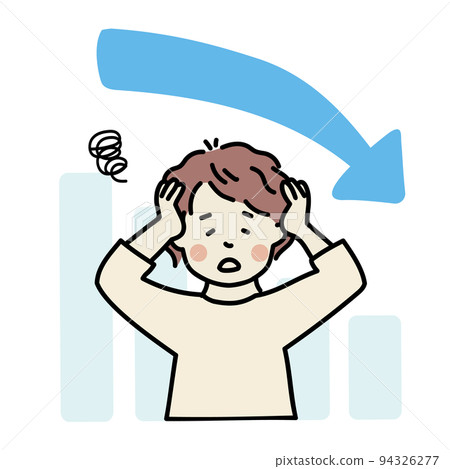 圖表走下拿著他的頭的人 圖表走下拿著他的頭的人 94326277
