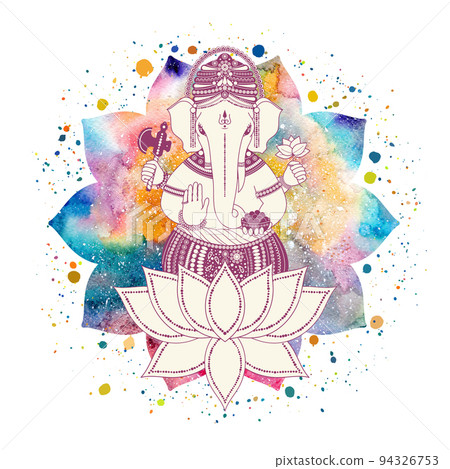 Ganesha god and lotus flower Ganesha god and lotus flower 94326753