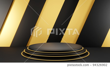 3d rendering of black background and product podium stand studio 94326902