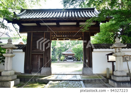 Otsu City Zeze Shrine front gate and deep green Otsu City Zeze Shrine front gate and deep green 94327223