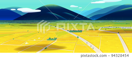 Yellow rice fields background Yellow rice fields background 94328454