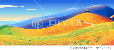 Orange daylily field background 94328455