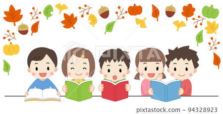 孩子們在秋天讀書的插圖 94328923
