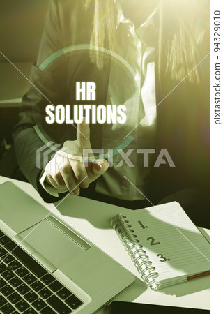 Conceptual display Hr Solutions. Concept meaning Outsourced Human resources consultancy and support Experts 94329010
