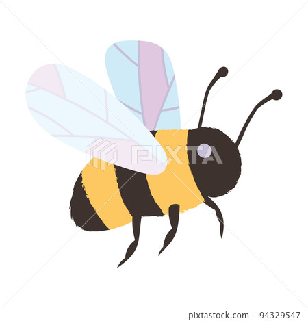 Honeybee with Striped Body and Wings as Eusocial Flying Insect for Honey Production Vector Illustration Honeybee with Striped Body and Wings as Eusocial Flying Insect for Honey Production Vector Illustration 94329547