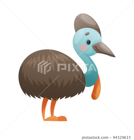 Cute Southern Cassowary with Long Neck and Bill as Australian Bird and Endemic Fauna Vector Illustration Cute Southern Cassowary with Long Neck and Bill as Australian Bird and Endemic Fauna Vector Illustration 94329615