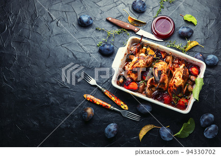 Whole quail in plum,space for text Whole quail in plum,space for text 94330702