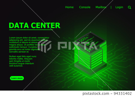 Datacenter isometric vector illustration. Computer storage or farming workstation 94331402