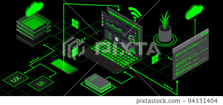 Internet of things (IOT) banner. Everything connectivity device concept network Internet of things (IOT) banner. Everything connectivity device concept network 94331404