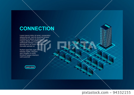 Transfer of user data to the server. Data flow. Data storage. Server. Digital space. Data center Transfer of user data to the server. Data flow. Data storage. Server. Digital space. Data center 94332155