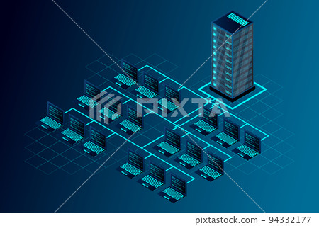 Transfer of user data to the server. Data flow. Data storage. Server. Digital space. Data center Transfer of user data to the server. Data flow. Data storage. Server. Digital space. Data center 94332177
