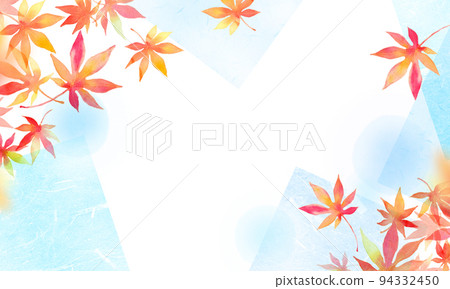 Autumn leaves background material watercolor last blue 94332450