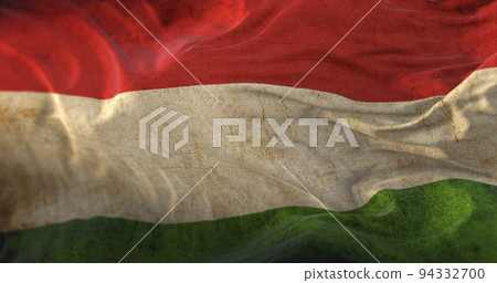 Old flag of Hungary waving Old flag of Hungary waving 94332700