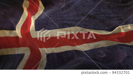 Old flag of Iceland waving Old flag of Iceland waving 94332701