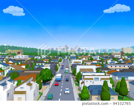 Residential area CG simple cloud townscape landscape urban background 94332765