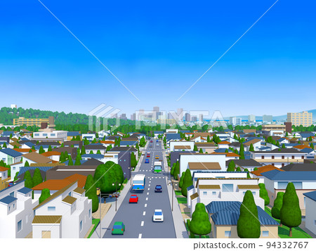 住宅區 CG 熊梨街景風景城市背景 94332767