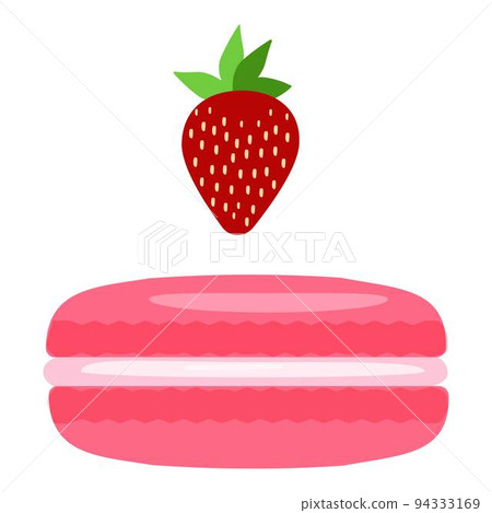 Strawberry macaroon icon cartoon vector. French cookie. Cute dessert Strawberry macaroon icon cartoon vector. French cookie. Cute dessert 94333169