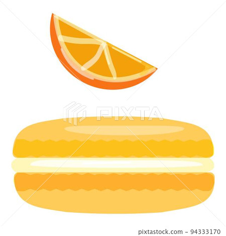 Orange macaron icon cartoon vector. French sweet box. Cookie food Orange macaron icon cartoon vector. French sweet box. Cookie food 94333170
