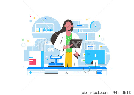 Doctor woman pharmacist in drugstore, healthcare work 94333618