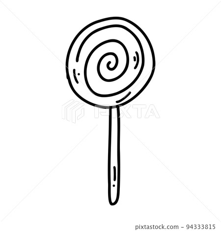 Hand drawn doodle lollipop. Vector sketch illustration, line art for web design, icon, print, coloring page Hand drawn doodle lollipop. Vector sketch illustration, line art for web design, icon, print, coloring page 94333815