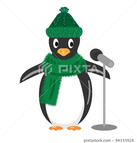 Penguin singer icon cartoon vector. Holiday snow. Animal happy Penguin singer icon cartoon vector. Holiday snow. Animal happy 94333928