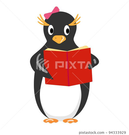 Penguin reading book icon cartoon vector. Happy animal. Holiday snow Penguin reading book icon cartoon vector. Happy animal. Holiday snow 94333929