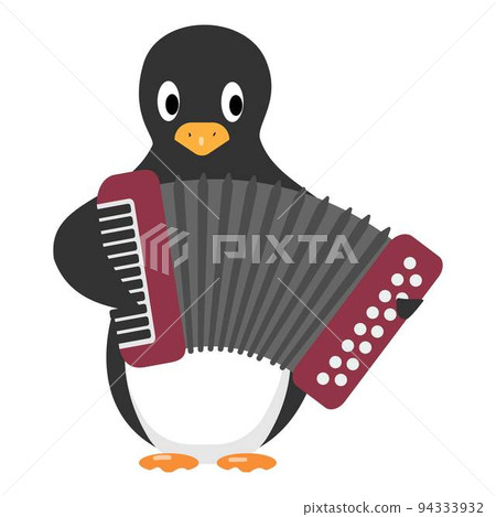 Penguin play harmonica icon cartoon vector. Winter animal. Cute baby Penguin play harmonica icon cartoon vector. Winter animal. Cute baby 94333932