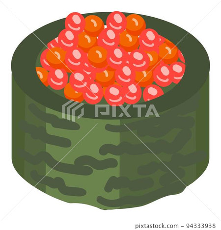 Green leaf caviar roll icon cartoon vector. Sushi food. Tuna maki Green leaf caviar roll icon cartoon vector. Sushi food. Tuna maki 94333938