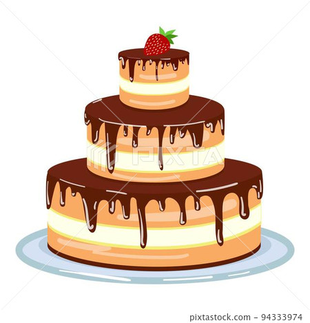 Strawberry birthday cake icon cartoon vector. Happy party. Cute food 94333974