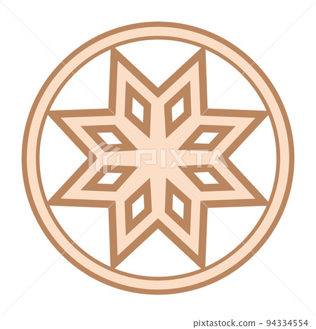 Alatyr, an ancient Slavic symbol, decorated with Scandinavian patterns. Beige fashion design 94334554