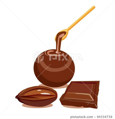 Chocolate ball icon cartoon vector. Cocoa bean. Piece dark 94334739