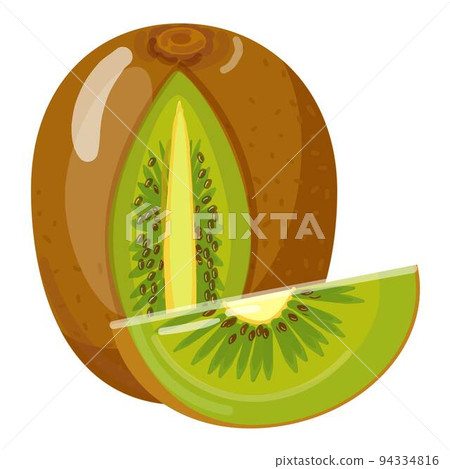 Fresh kiwi icon cartoon vector. Green fruit. Slice food Fresh kiwi icon cartoon vector. Green fruit. Slice food 94334816